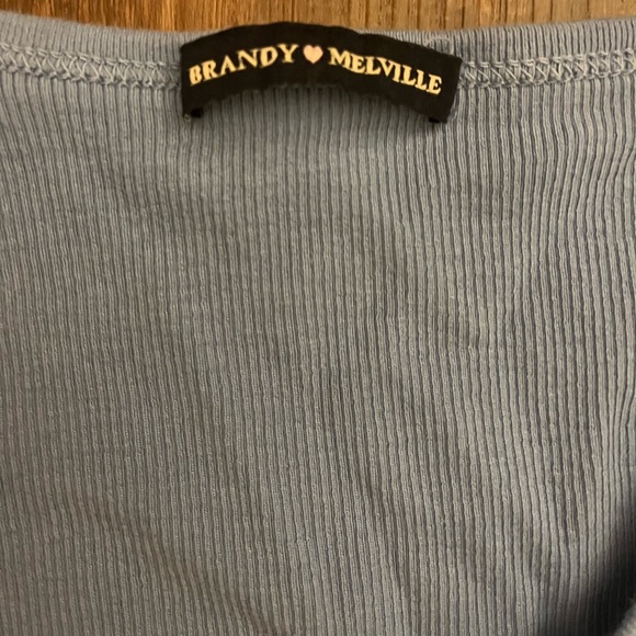 Baby Blue Brandy Melville Button Down Cropped Tee - Picture 3 of 3